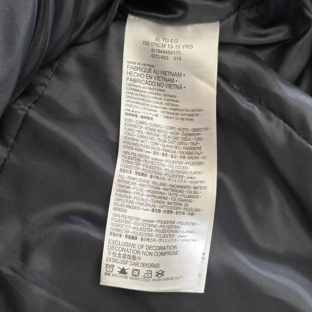 Jordan‎ Kids Puffer Hooded Jacket Gray Zip Up Lightweight Size XL